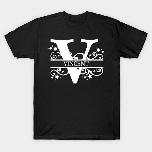 Vincent Monogram Initial Letter V T-Shirt by Mel's Designs